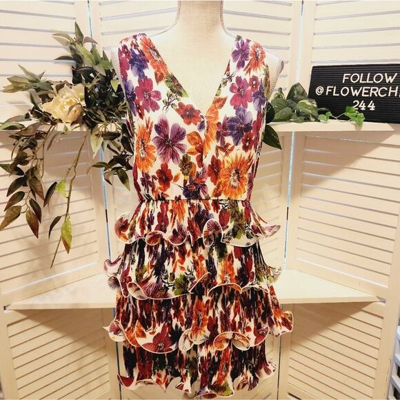 MILLY NEW FLORAL LAYERED MULTI COLORED DRESS SIZE 8 - Picture 1 of 6